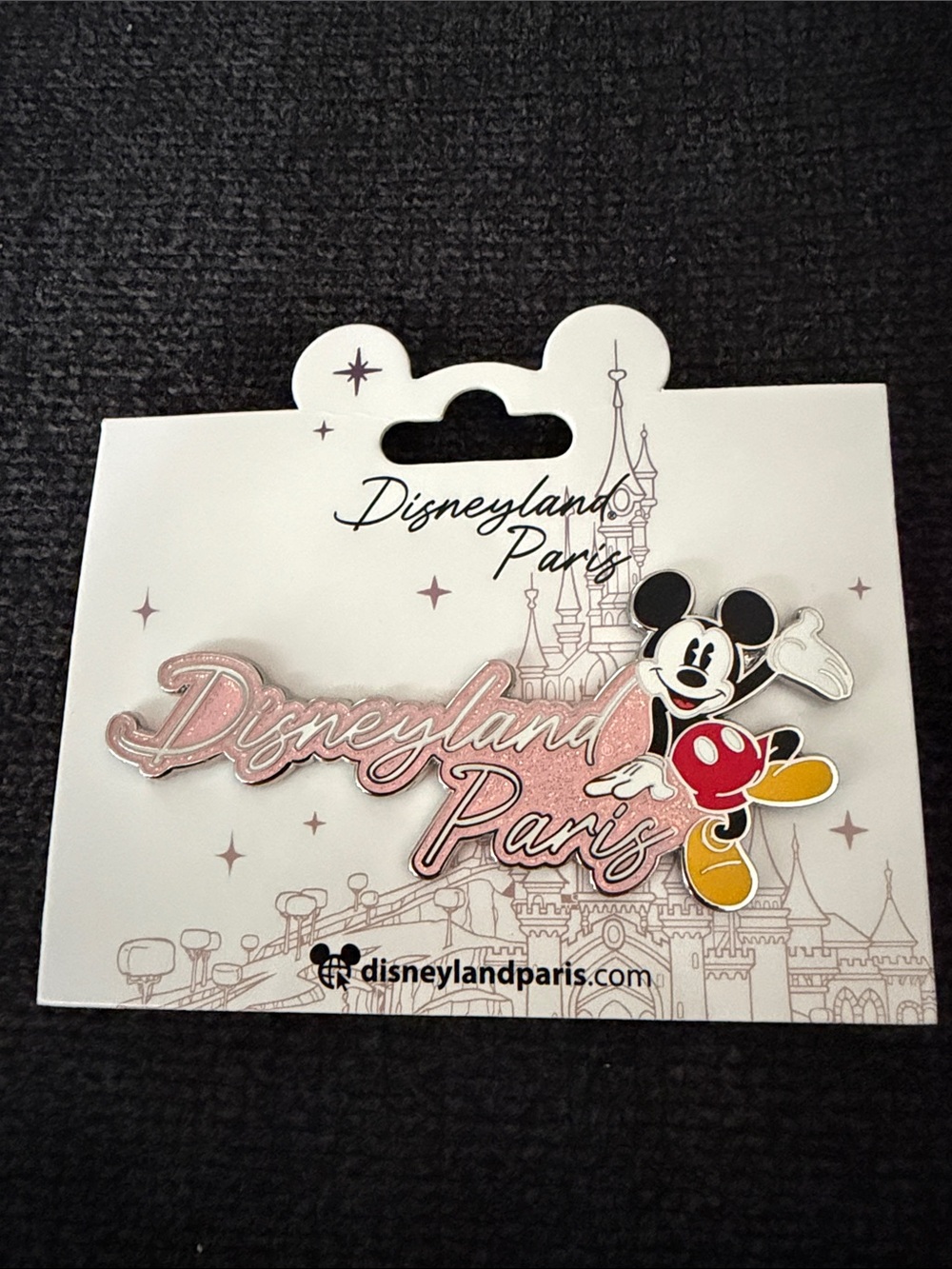 Disney Disneyland Paris Pink and Black Mickey Enamel Pin